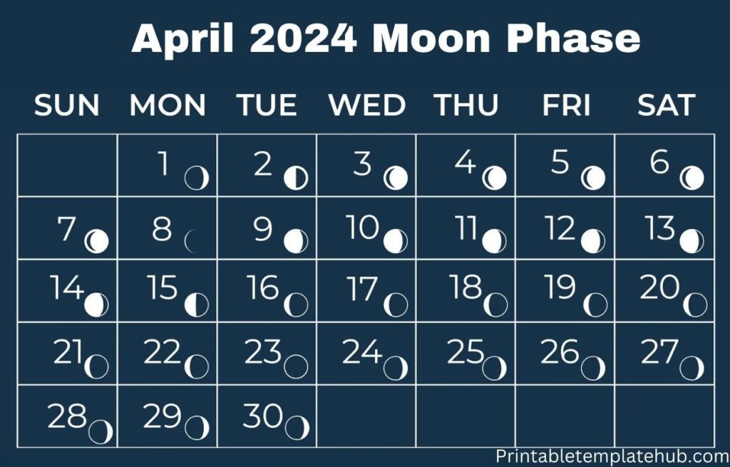 April 2024 Calendar Moon Phases Template