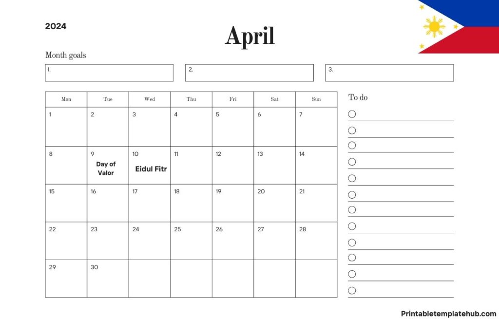April 2024 Philippines Calendar