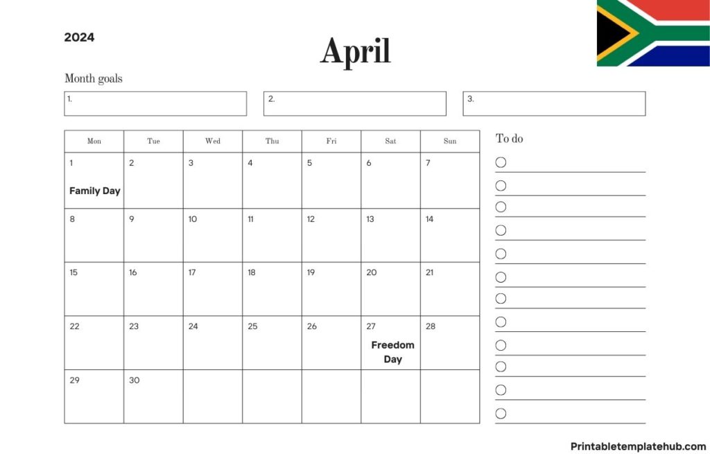 April 2024 South Australia Calendar