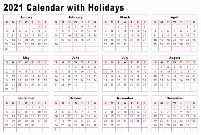 Download Yearly Calendar 2021 Free Printable 2021 Blank Templates Pdf Word Excel