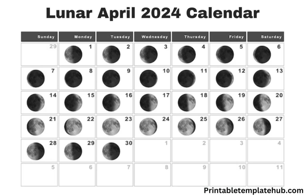 Free April 2024 Moon Phases Calendar