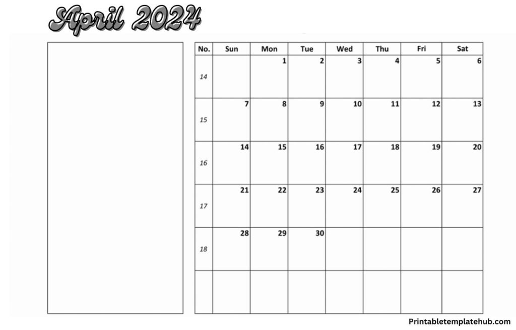 Printable April 2024 Notable Calendar