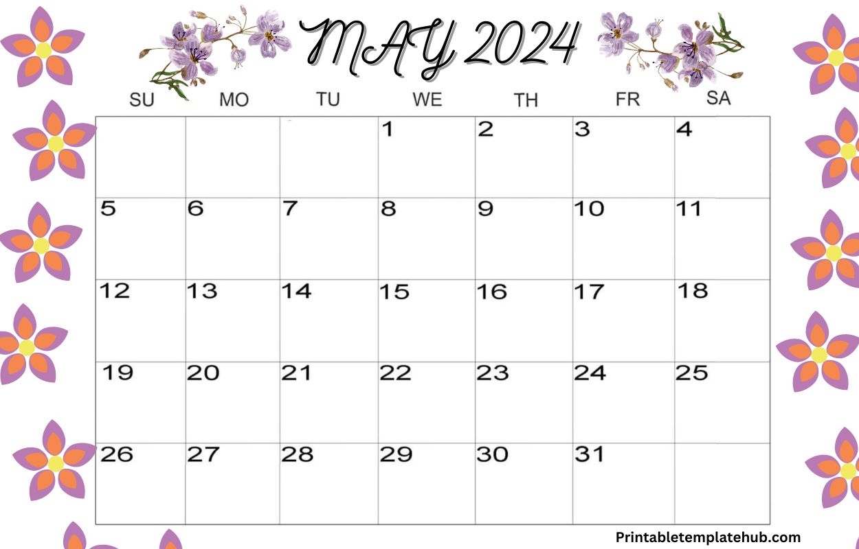 Free May 2024 Floral Calendar