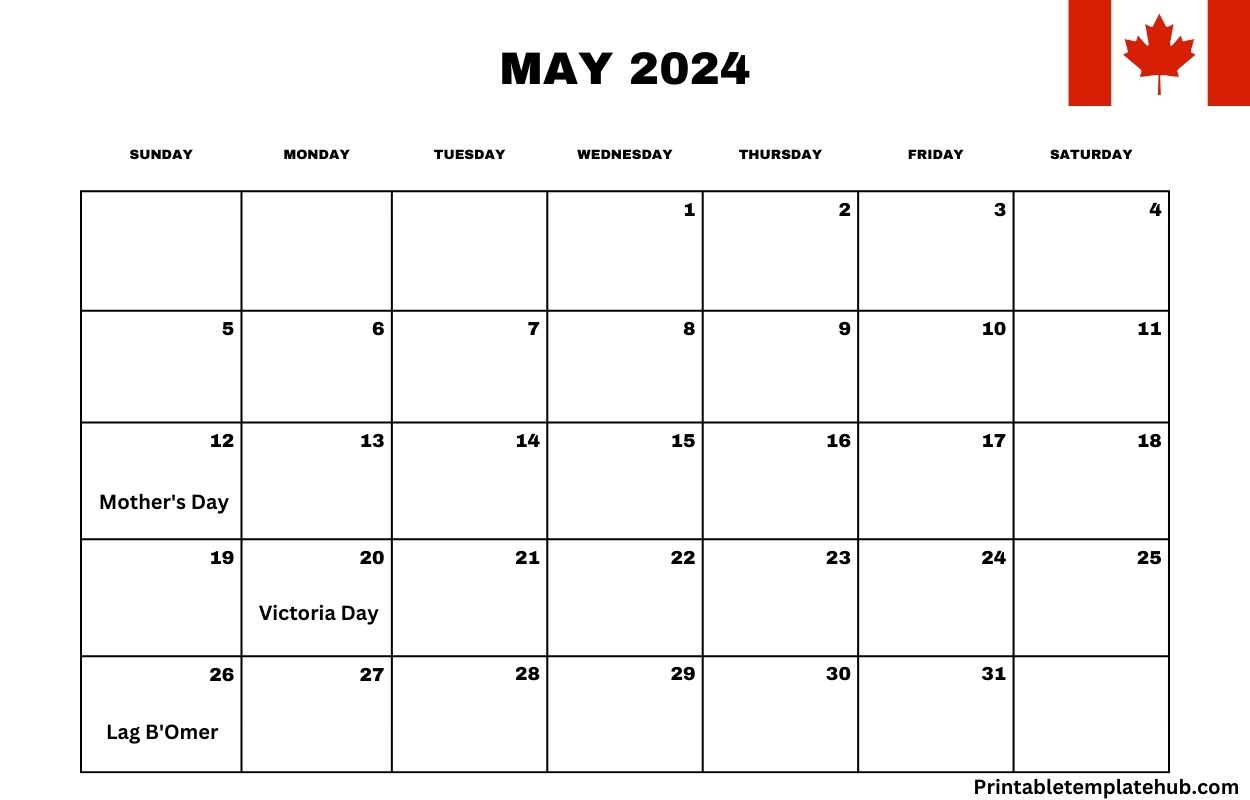 May 2024 Canada Calendar