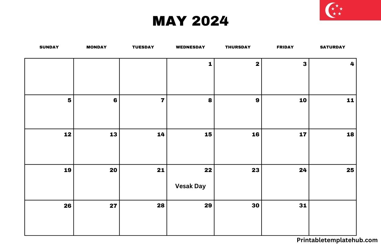 May 2024 Singapore Calendar Free