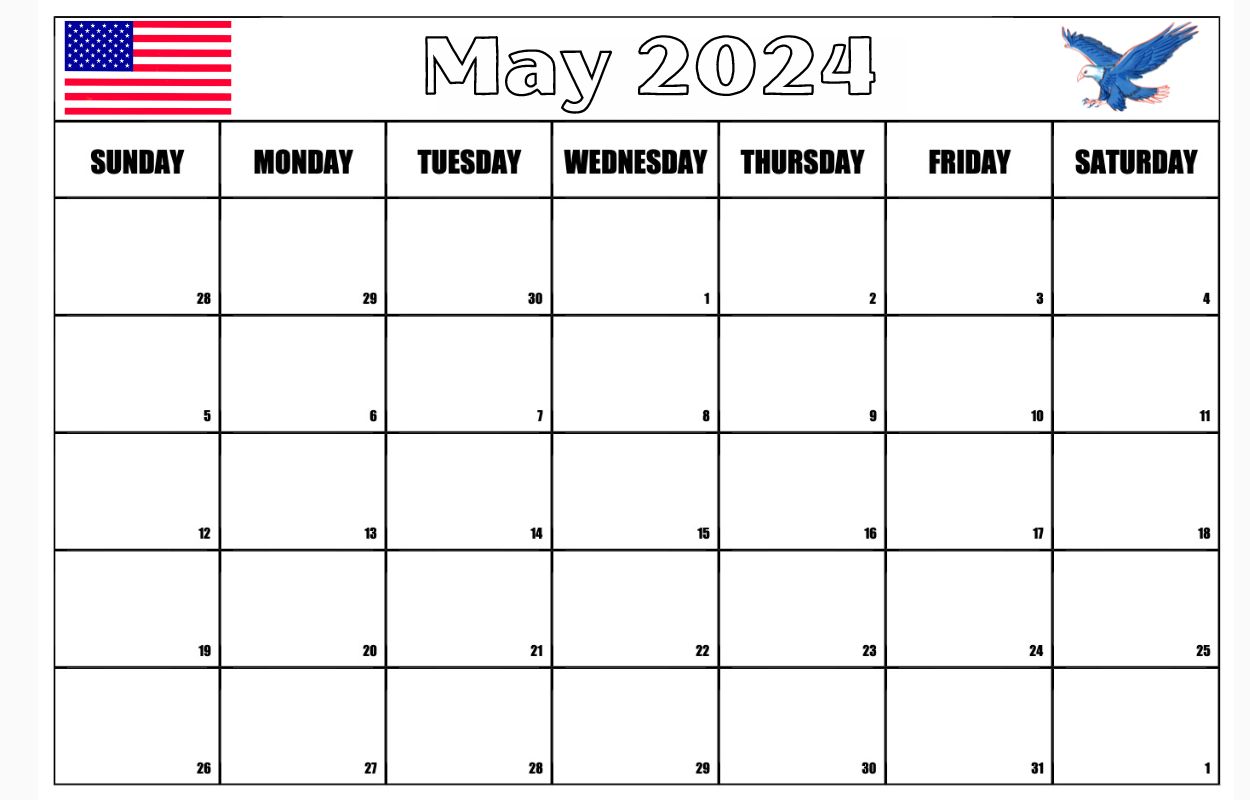 May 2024 USA Calendar Download
