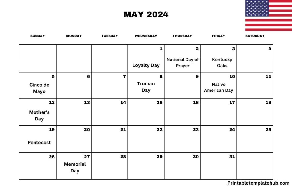 May 2024 USA Printable Calendar
