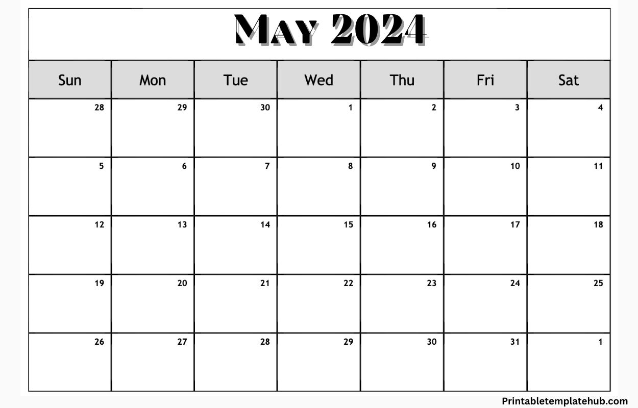 May 2024 customizable Calendar