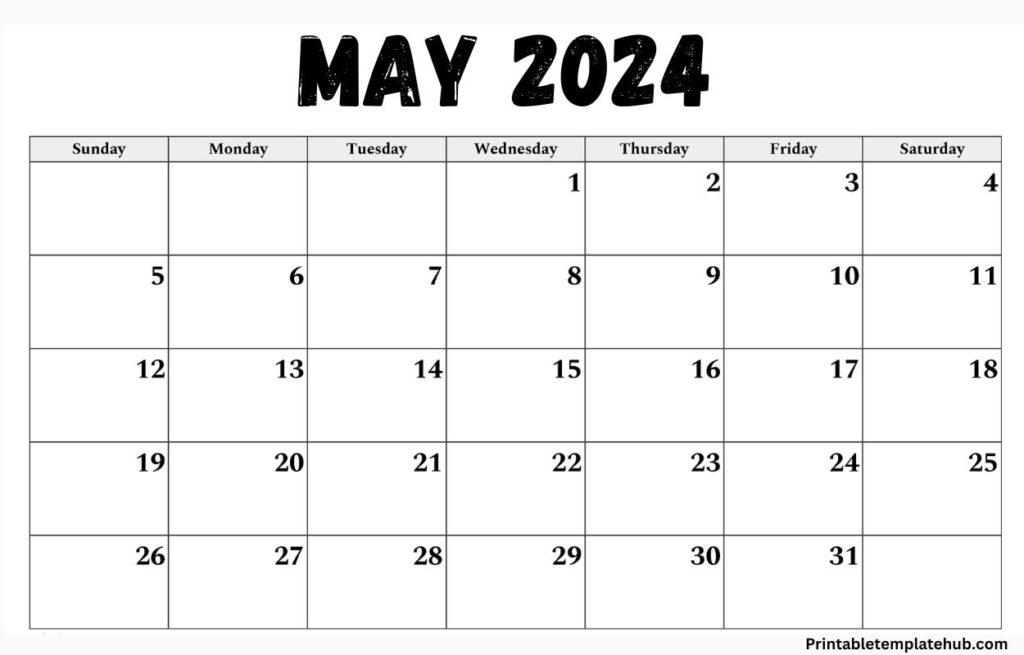 may 2024 a4 letter page calendar