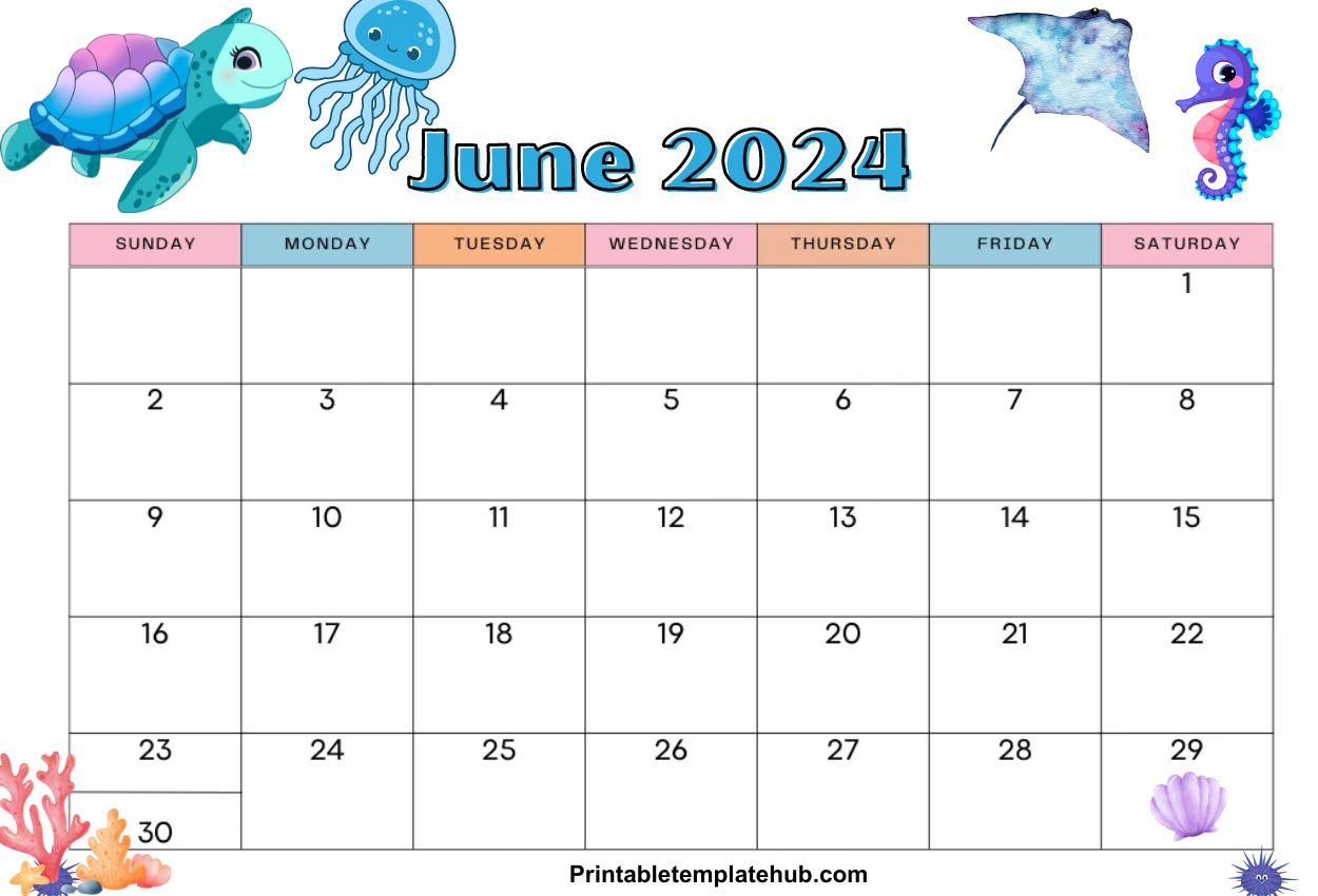 2024 June Cute Calendar for home