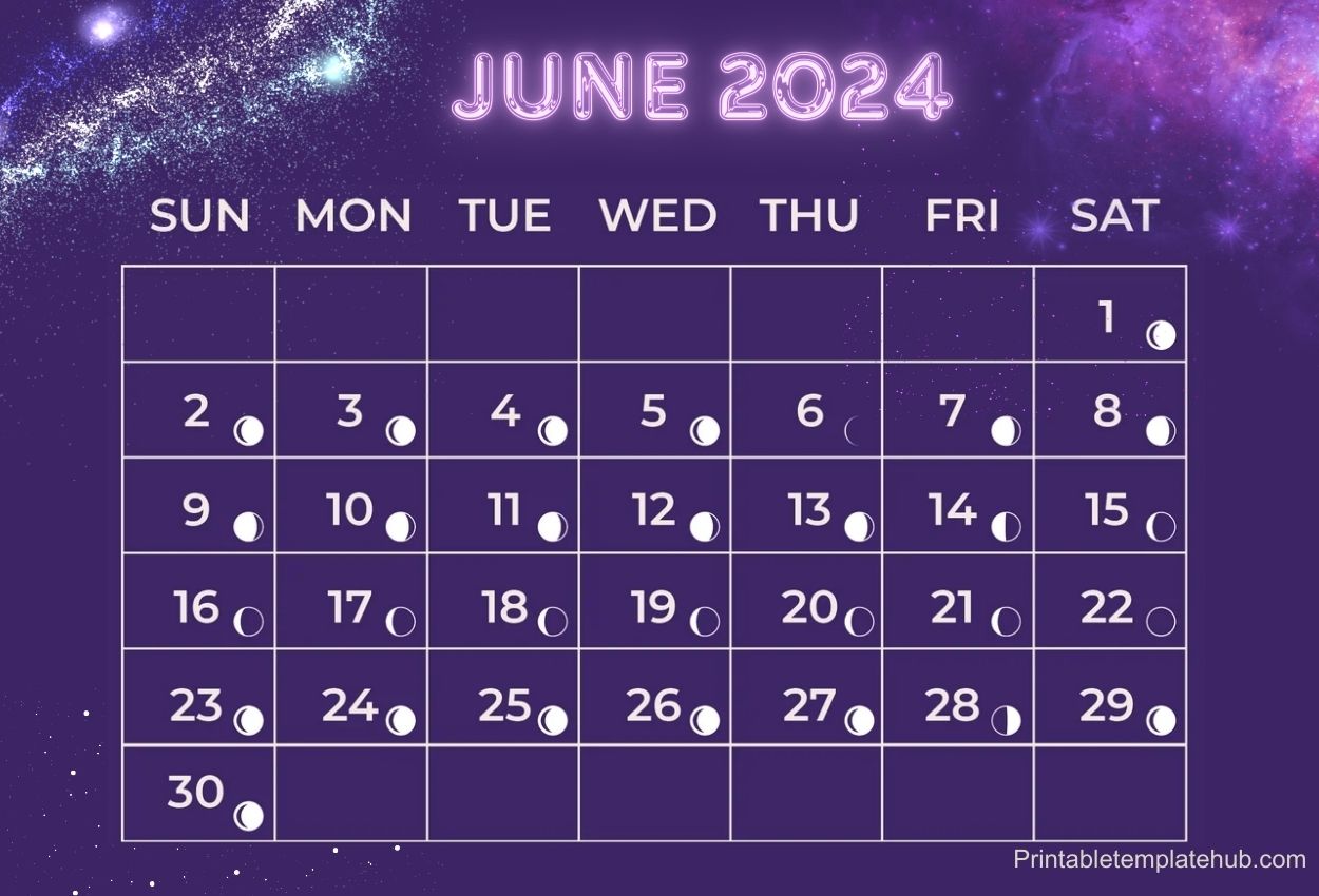 June 2024 Lunar Phases Calendar