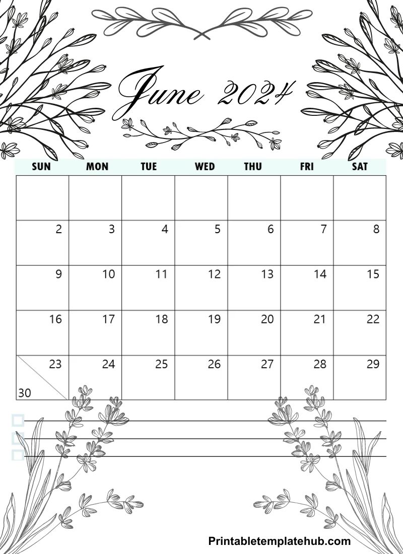 June 2024 decorative calendar