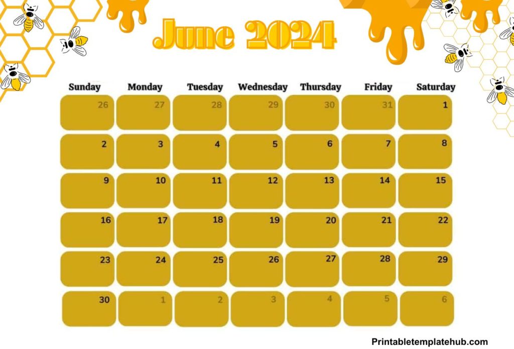 cute June 2024 Calendar
