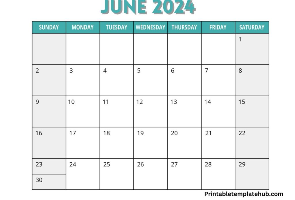 2024 June Calendar Printable Free