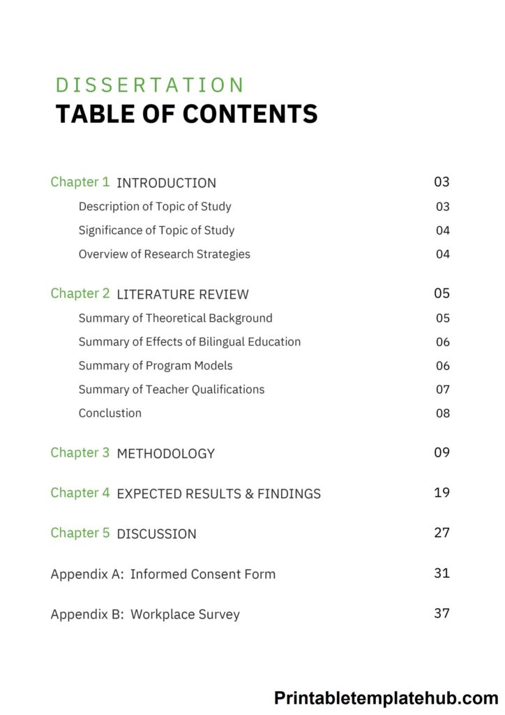 table of content 2024