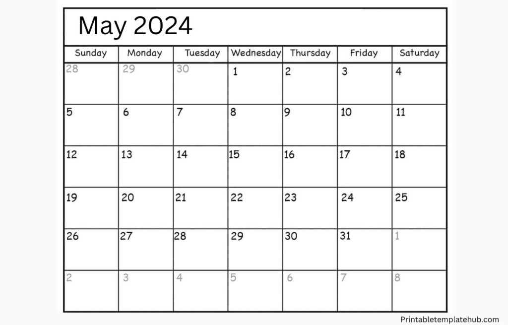 Blank May 2024 Calendar Download
