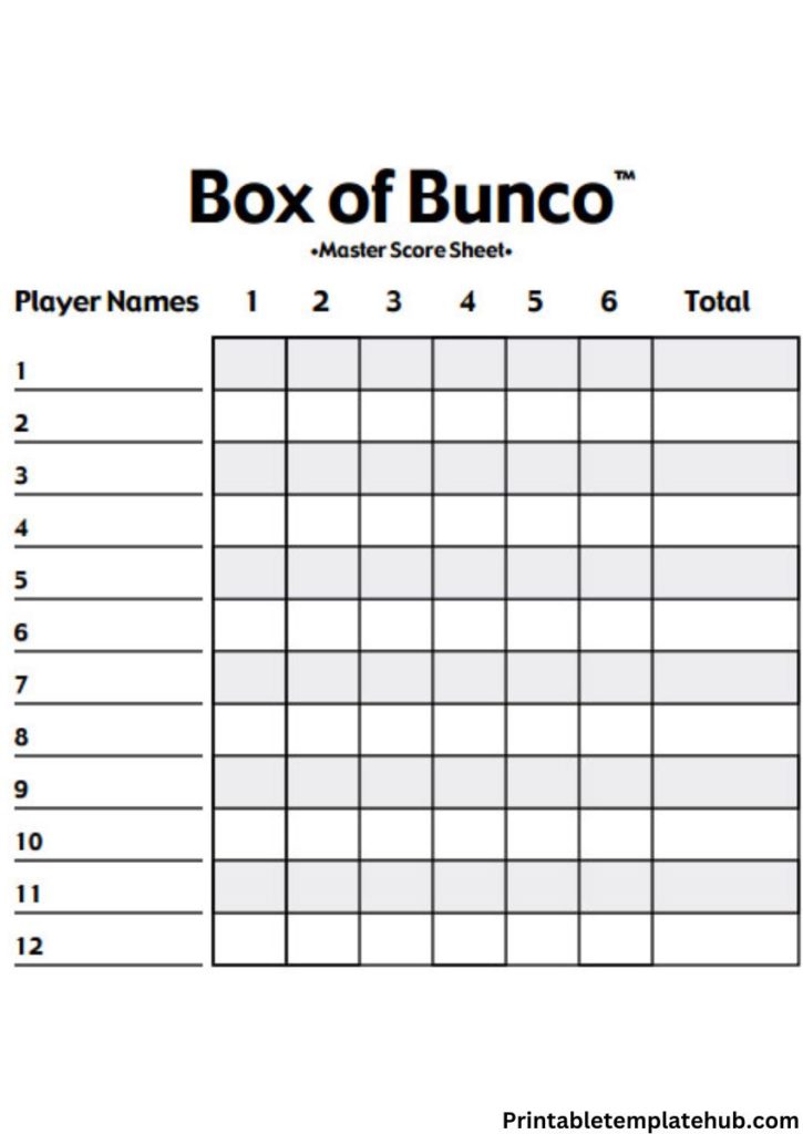 Bunco score sheets templates pdf free download