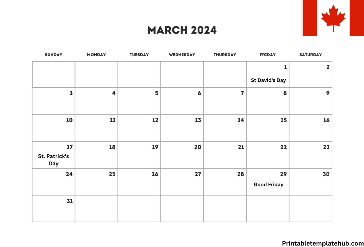 March 2024 Canada Calendar