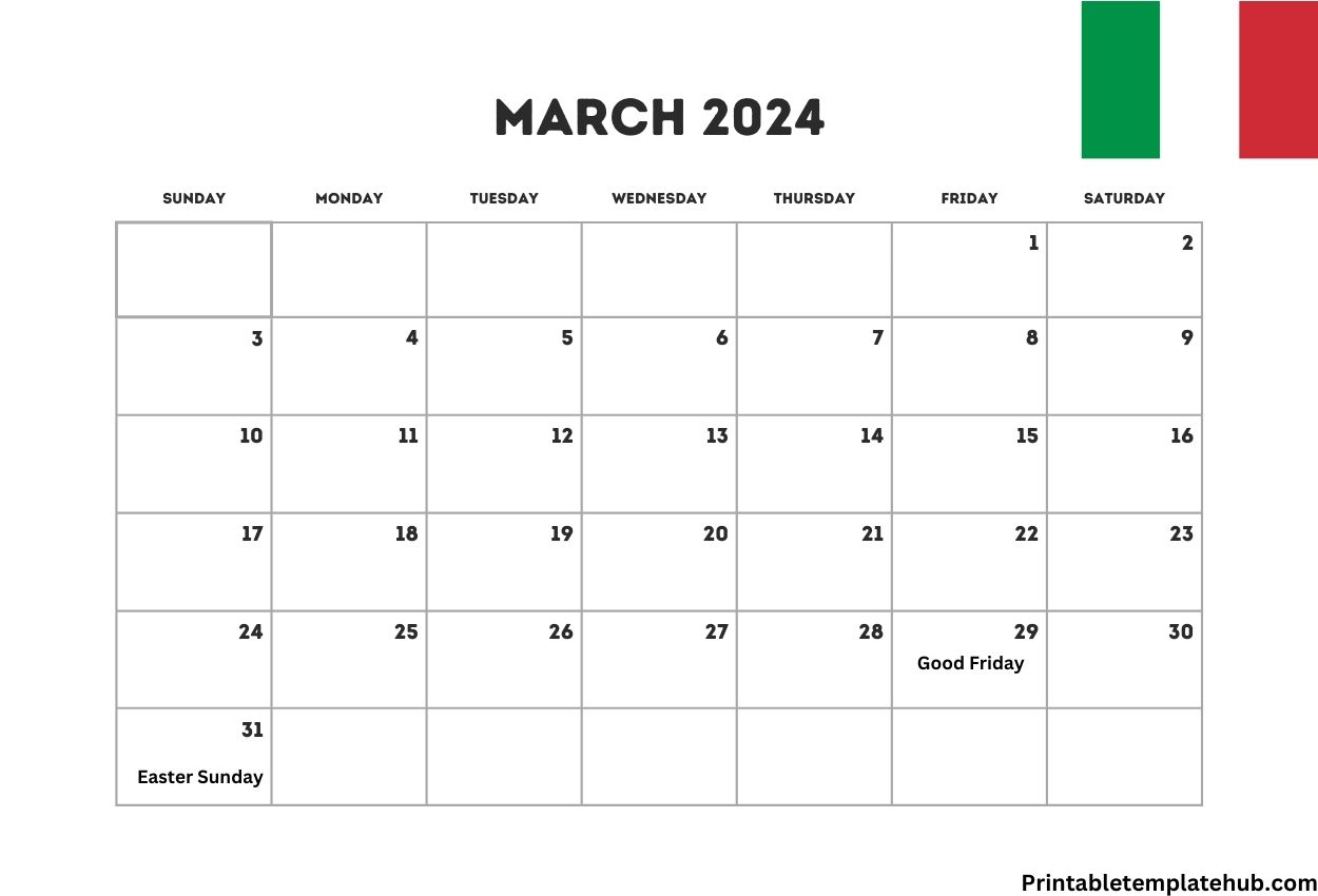 March 2024 Italy Calendar