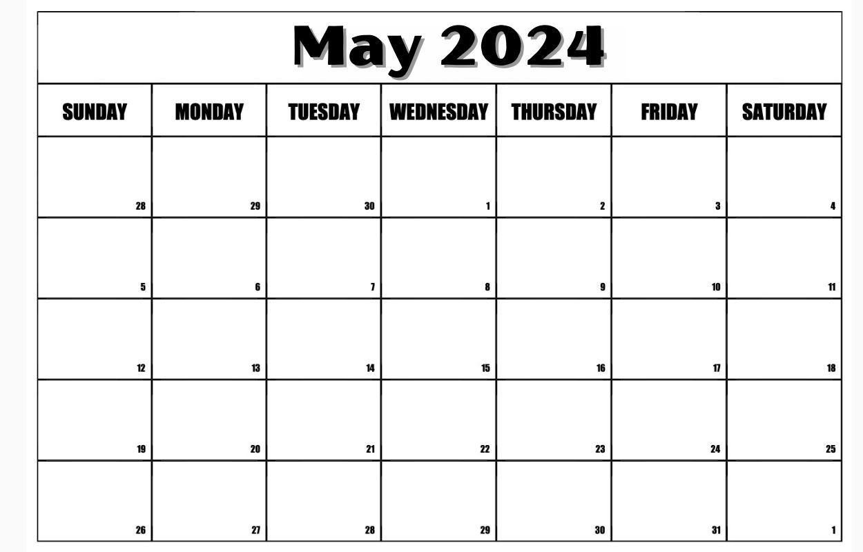 May 2024 Blank Calendar Download
