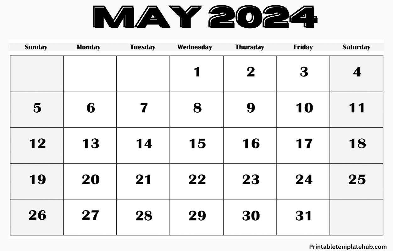May 2024 Blank Landscape Calendar