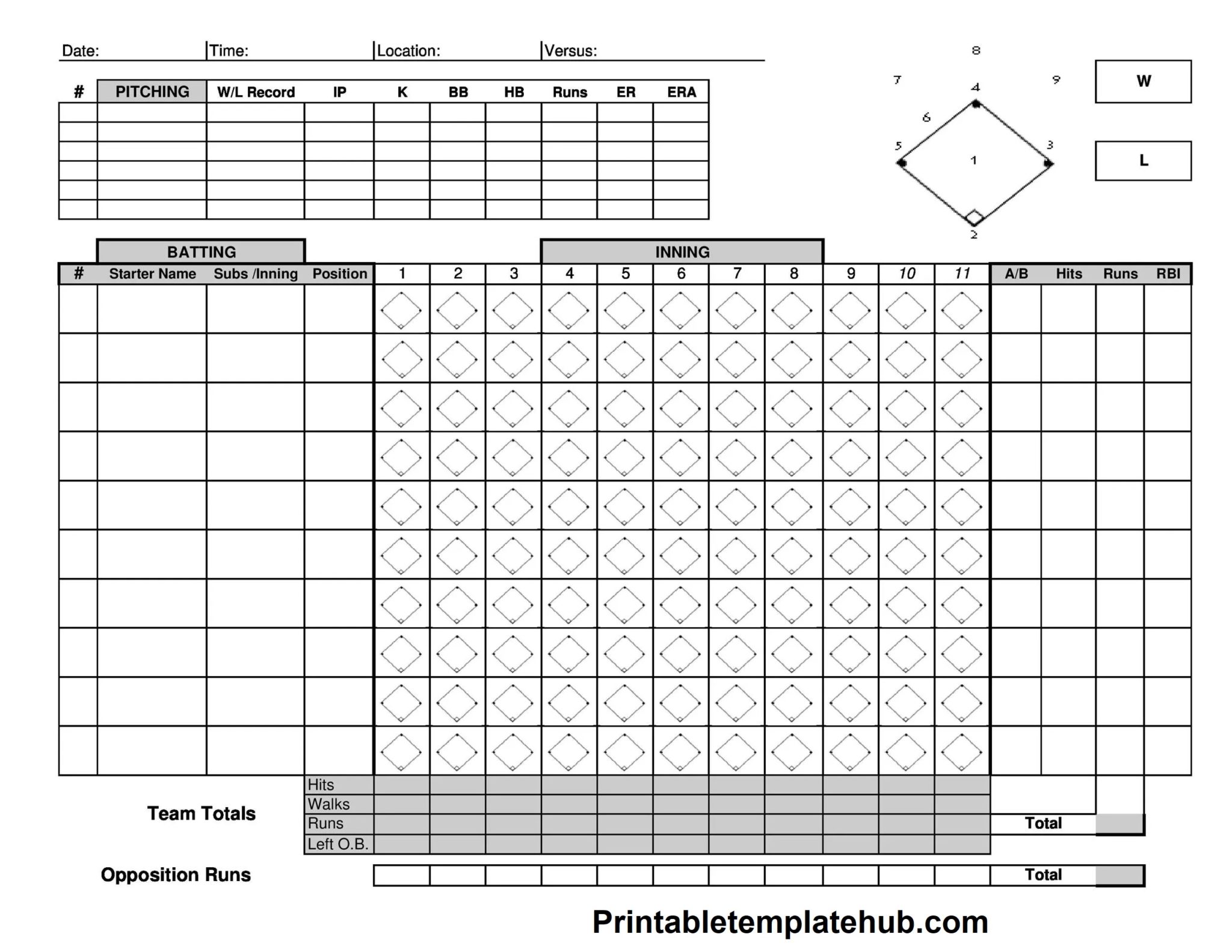 large print printable softball score sheet