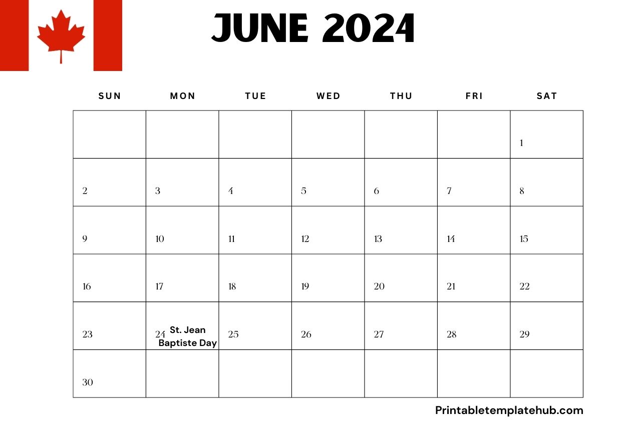 June 2024 Canada Calendar