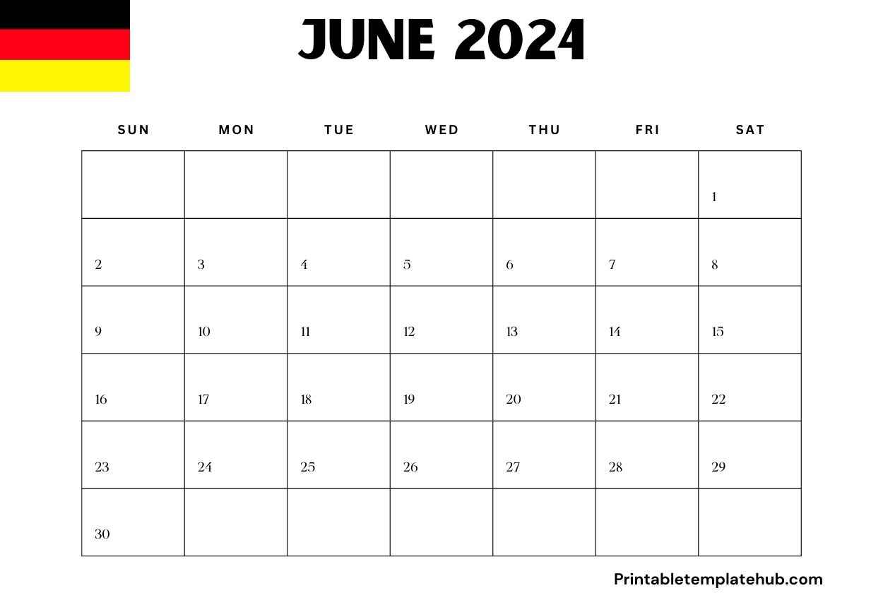 June 2024 Germany Holiday Blank Calendar
