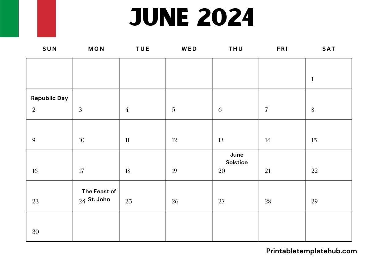 June 2024 Italy Calendar