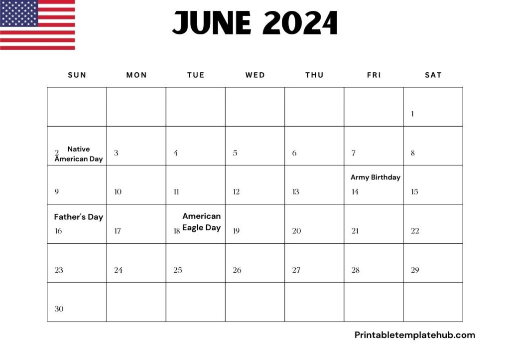 June 2024 USA Holiday Calendar