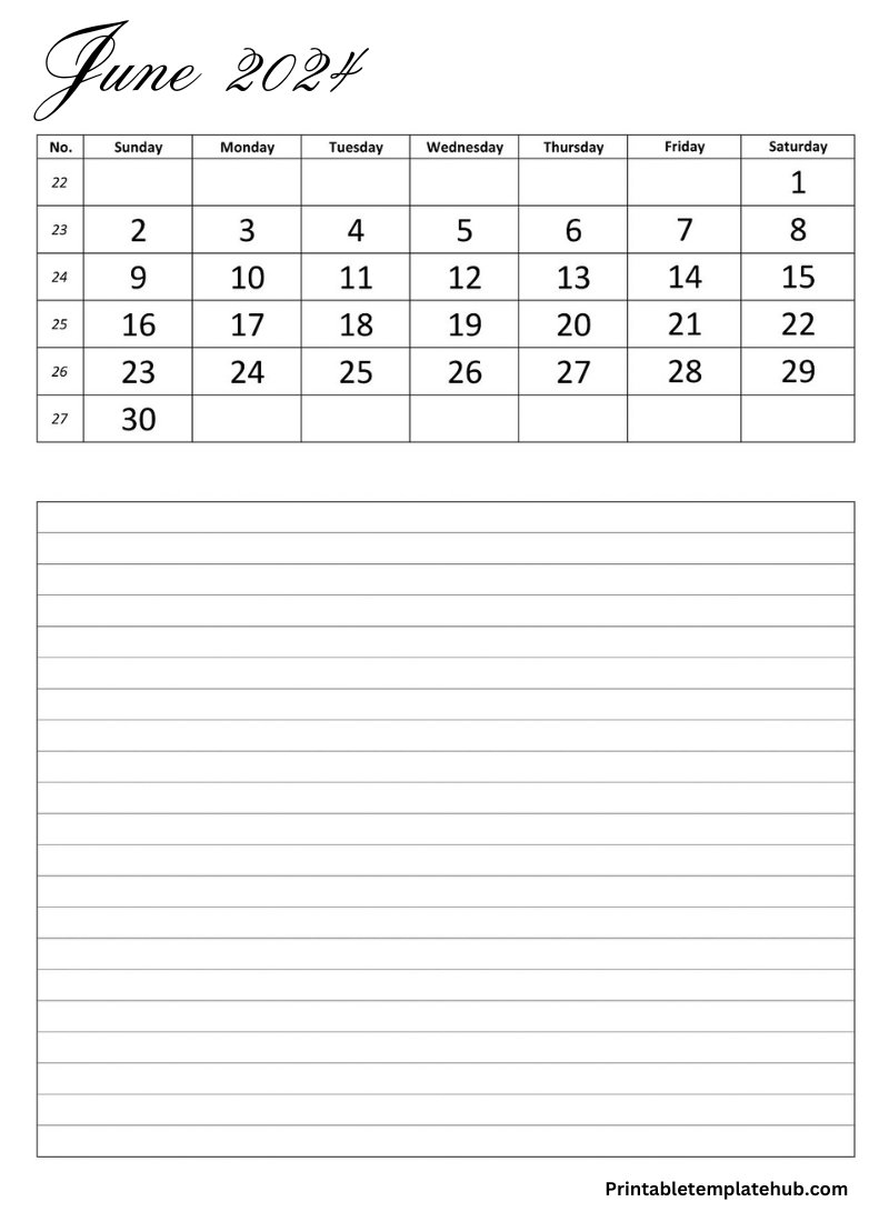 June 2024 calendar scheduler