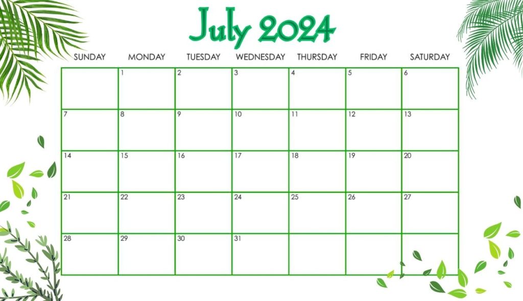 2024 July Floral calendar