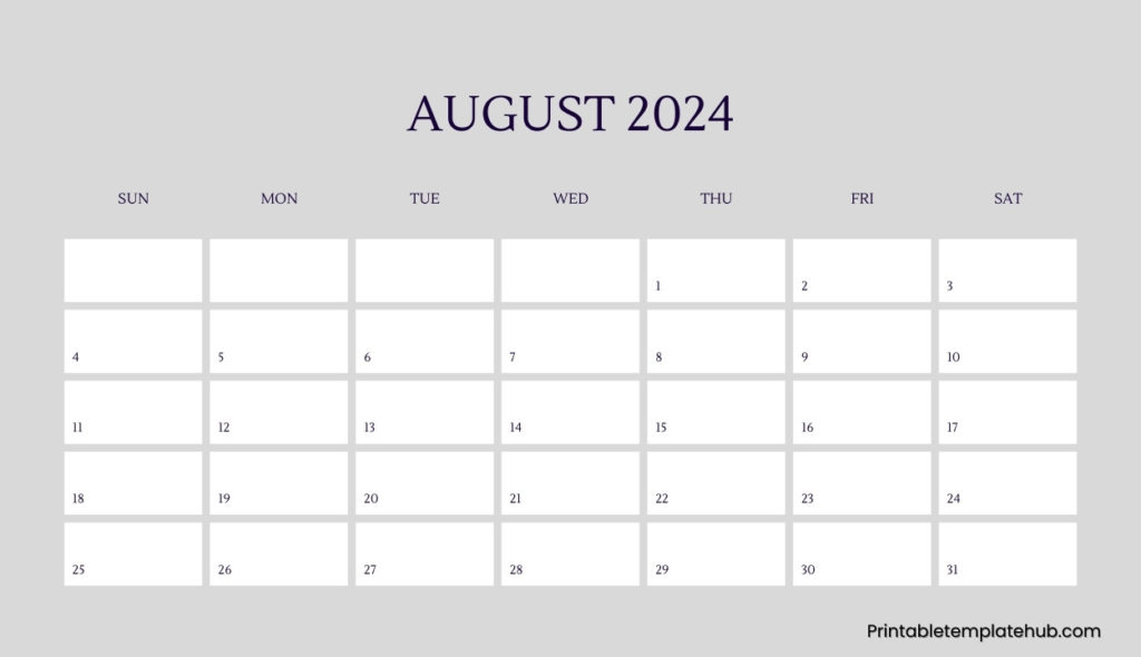 August 2024 calendar Free Download