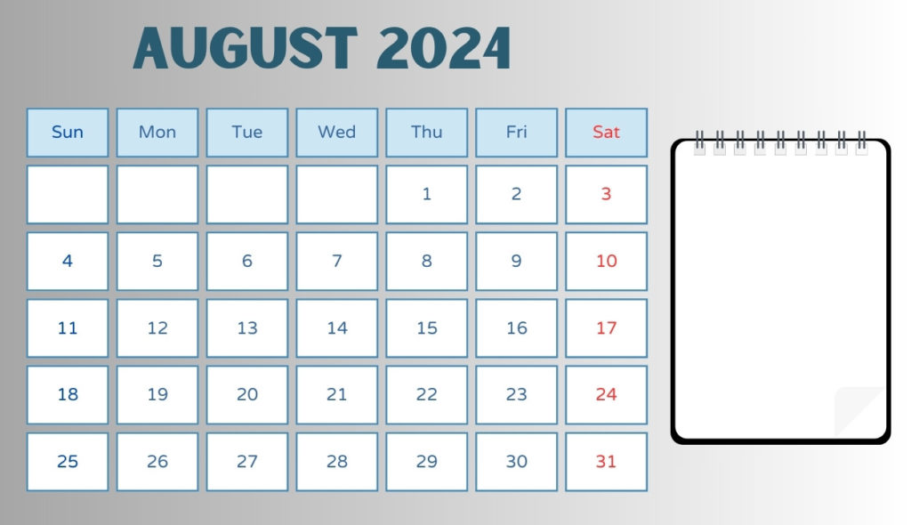 Customize August 2024 calendar